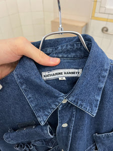1980s Katharine Hamnett Multi Pocket Denim Shirt - Size L
