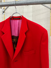 Load image into Gallery viewer, aw2009 Yohji Yamamoto Vibrant Red Reversible Chester Coat with Yuzen Dyed Jaguar Lining - Size L