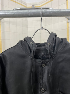 1980s Marithe Francois Girbaud x Compagnie des Montagnes et des Forets Cropped Hooded Leather Bomber - Size L