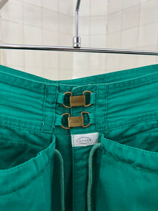 1980s Marithe Francois Girbaud x Closed Emerald Green Double Waistband Trousers with Drawstrings - Size M