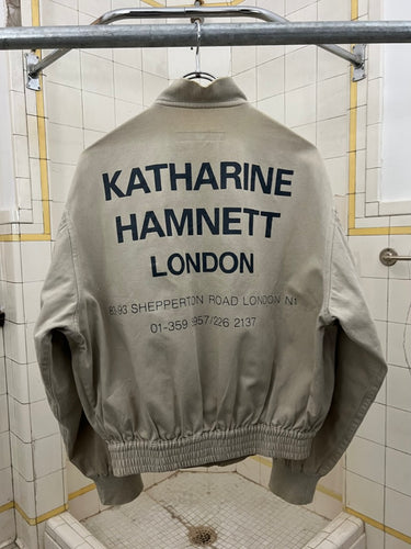 1980s Katharine Hamnett Light Beige Bomber with Back Logo Print - Size M