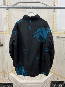ss1993 Yohji Yamamoto Blue Silk Embroidered Elephant Jacket - Size XL