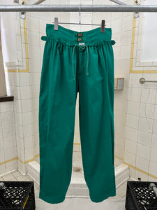 1980s Marithe Francois Girbaud x Closed Emerald Green Double Waistband Trousers with Drawstrings - Size M