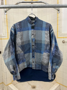 1980s Marithe Francois Girbaud x Super Casual Blue Multi Plaid Shirt with Armpit Buttons - Size S
