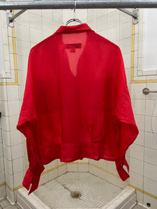 1980s Katharine Hamnett Cropped Red Silk Shirt - Size S