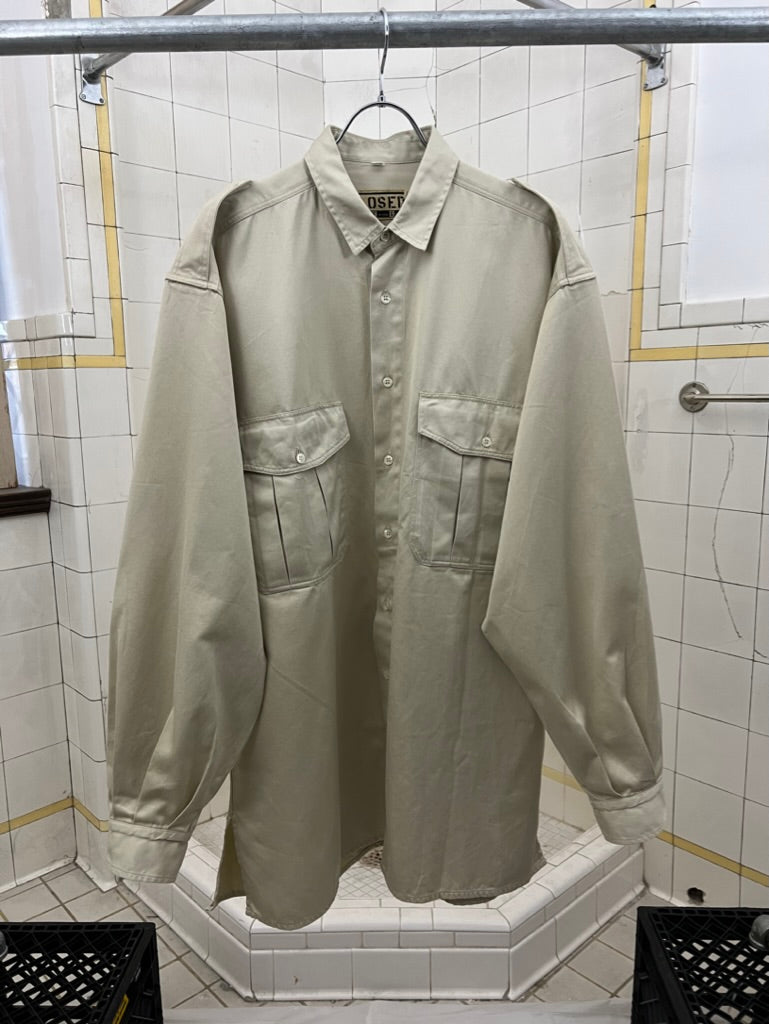 1980s Marithe Francois Girbaud x Closed Beige Oversized Military Shirt - Size XXL