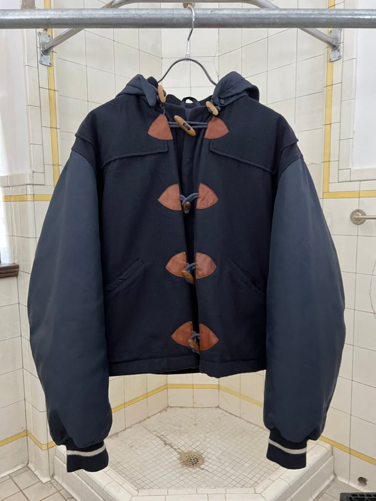 aw1983 Armani Navy Wooden Toggle Closure Bomber with Removable Hood - Size M