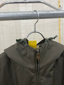 2000s Mandarina Duck Green Metallic Hooded Matrix Jacket - Size XL