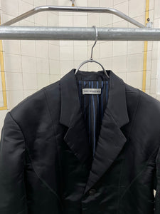 ss1996 Issey Miyake Black Nylon Futuristic Blazer with Ribbed Panels - Size L