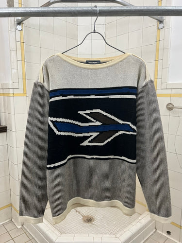 1980s Issey Miyake Airplane Intarsia Knit Sweater - Size M