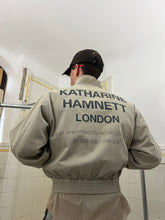Load image into Gallery viewer, 1980s Katharine Hamnett Light Beige Bomber with Back Logo Print - Size M