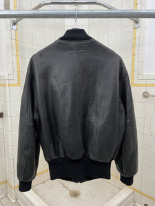 1980s Katharine Hamnett Black Leather Bomber Jacket - Size M