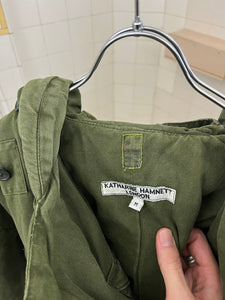 1980s Katharine Hamnett Padded Canvas Double Breasted Bomber with Packable Hood - Size OS