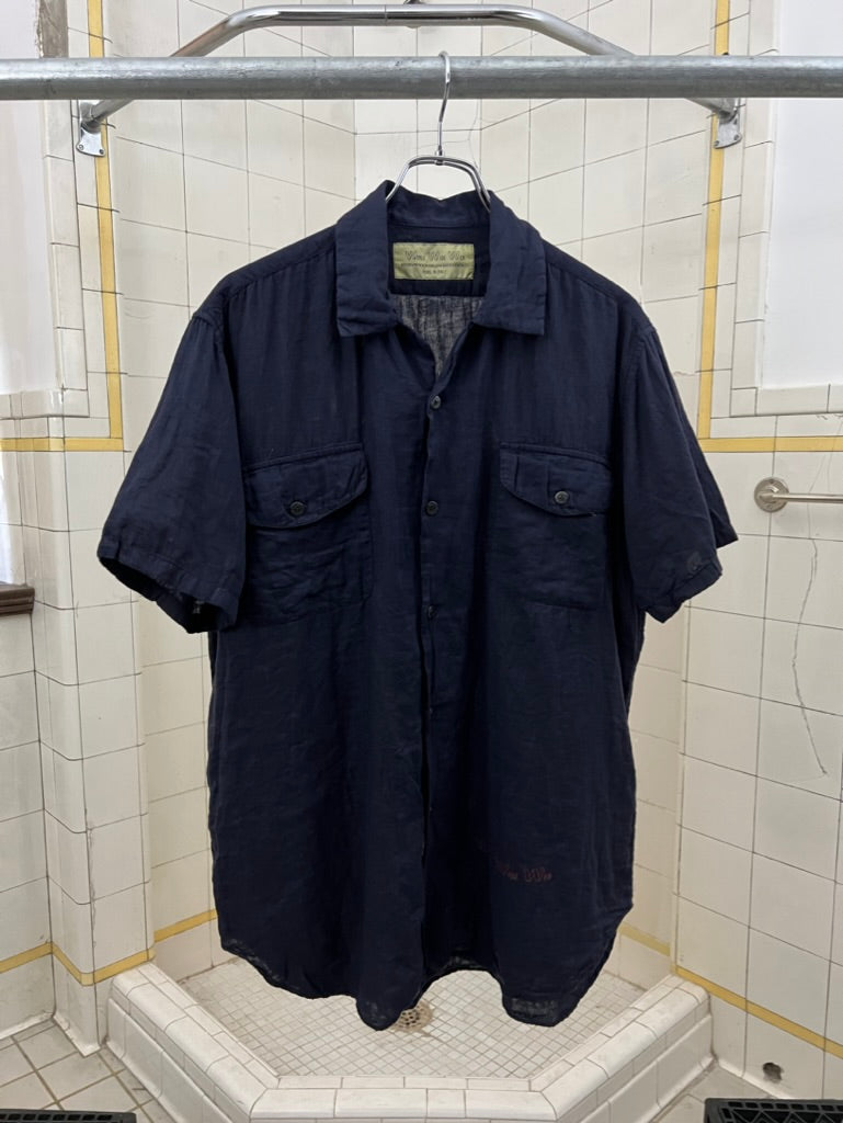 1990s World Wide Web Light Cotton Navy Button Down Shirt - Size M