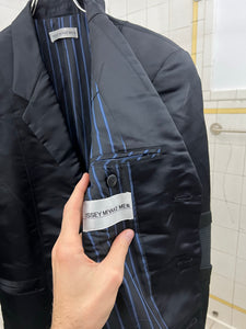 ss1996 Issey Miyake Black Nylon Futuristic Blazer with Ribbed Panels - Size L