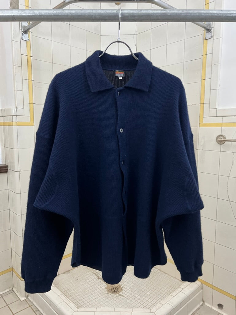 1980s Marithe Francois Girbaud x Les Millesimes Navy 3/4th Button Placket Pullover Sweater - Size L