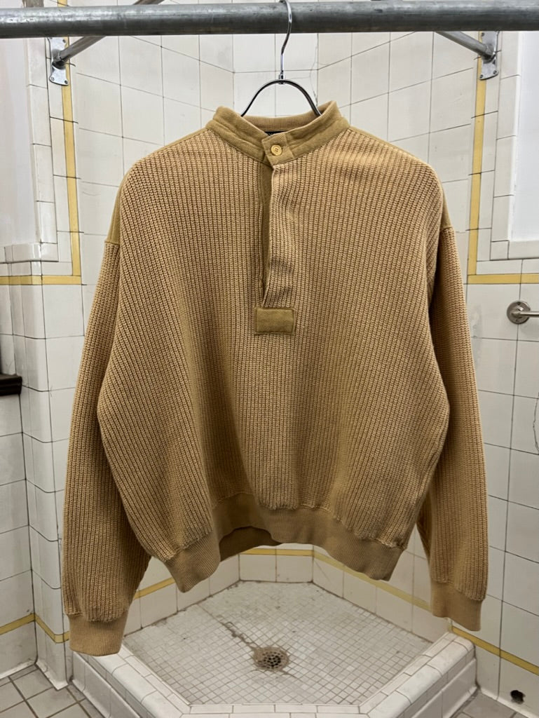 1990s Issey Miyake Quarter Button Sweater with Twill Trim - Size M