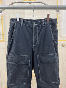 ss2007 Issey Miyake Washed Dark Blue Cargos with Contrast Stitching - Size M