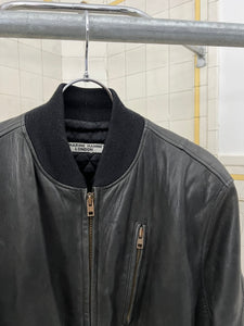 1980s Katharine Hamnett Black Leather Bomber Jacket - Size M