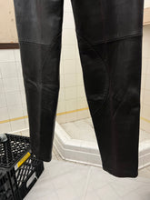 Load image into Gallery viewer, aw1996 Issey Miyake Brown Leather Moto Trousers with Ribbed Knee Panels - Size S