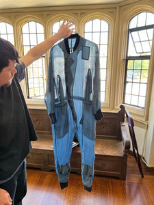 1980s Katharine Hamnett Aqua Blue Silk Flight Suit - Size OS