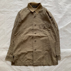 aw1992 Issey Miyake Khaki Military Shirt with Ribbed Collar - Size S