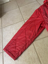 Load image into Gallery viewer, 1990s Armani Textured Iridescent Red Nylon Military Parka with Roll Hood - Size XL