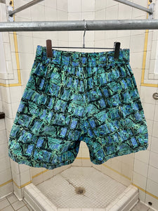 1990s Katharine Hamnett Blue Hawaiian Print Shorts - Size M