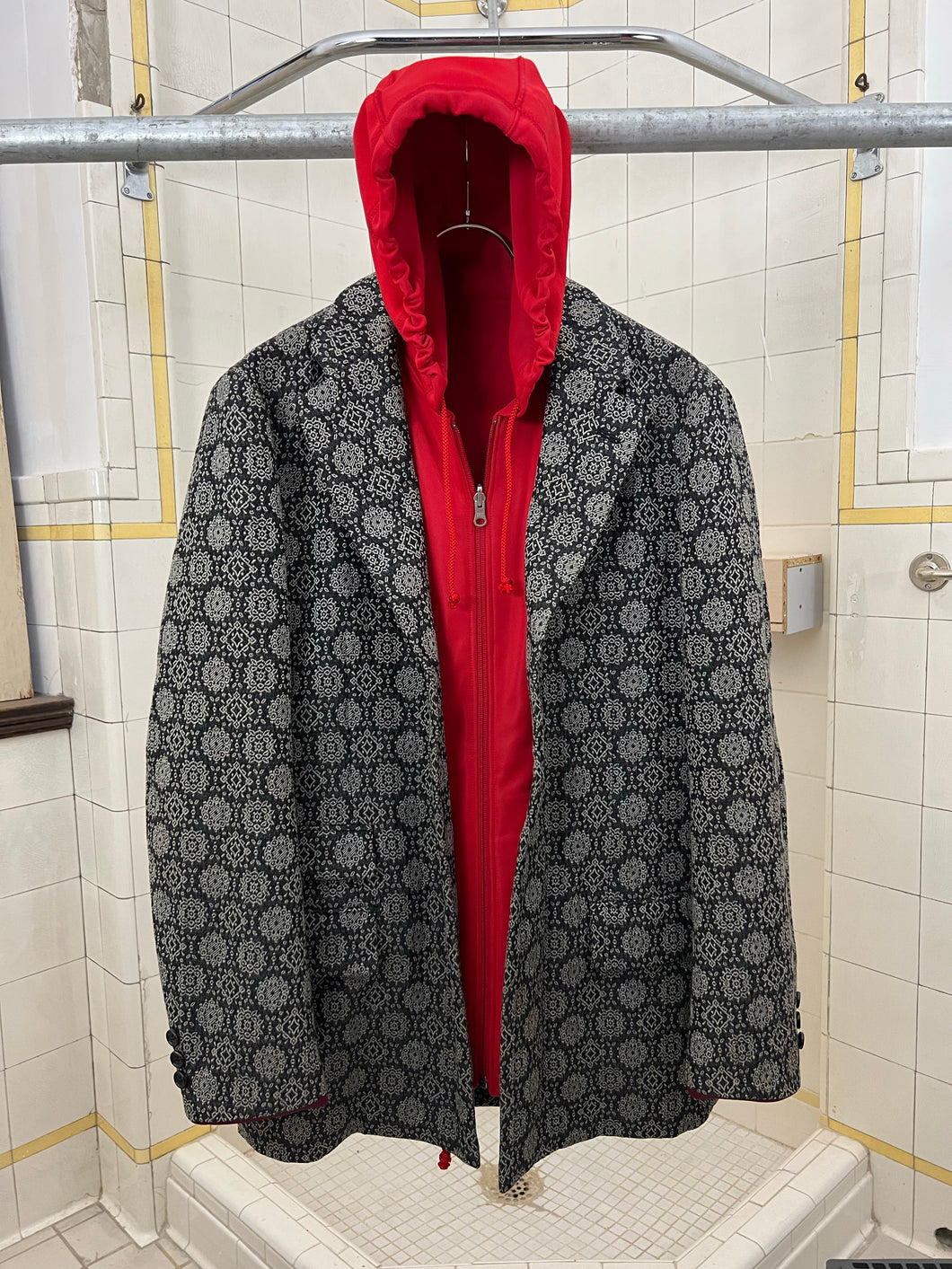 2000 CDG Homme Homme Reversible Tapestry Blazer and Hooded Parka - Size M
