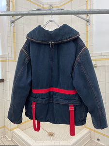 aw1993 Armani Denim Life Preserver Jacket with Removable Sleeves and Packable Hood - Size M