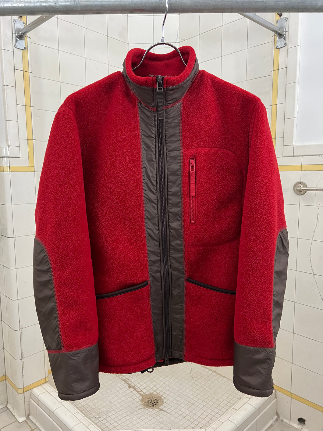 aw2000 Issey Miyake Red Fleece Technical Jacket - Size M