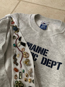 ss2021 Per Gotesson Slashed Vintage "Maine Athletic Dept." Crewneck with Vintage Jewelry - Size L/XL