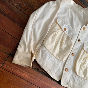 1990s Issey Miyake Cream Oversized Denim Jacket - Size M