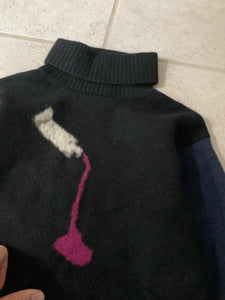 aw2009 Yohji Yamamoto Sample Paint Tub Intarsia Sweater - Size M