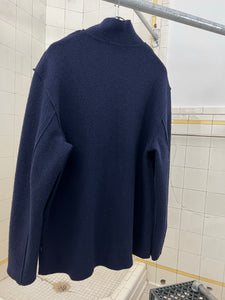 Late 1990s Mandarina Duck Raw Cut Boiled Wool Quarter Zip Pullover - Size M