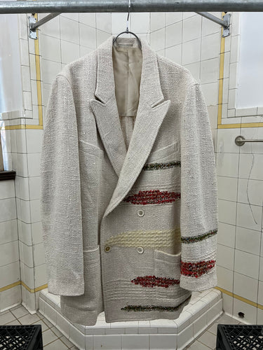 ss1992 Yohji Yamamoto Woven Silk Patched Double Breasted Blazer - Size XL