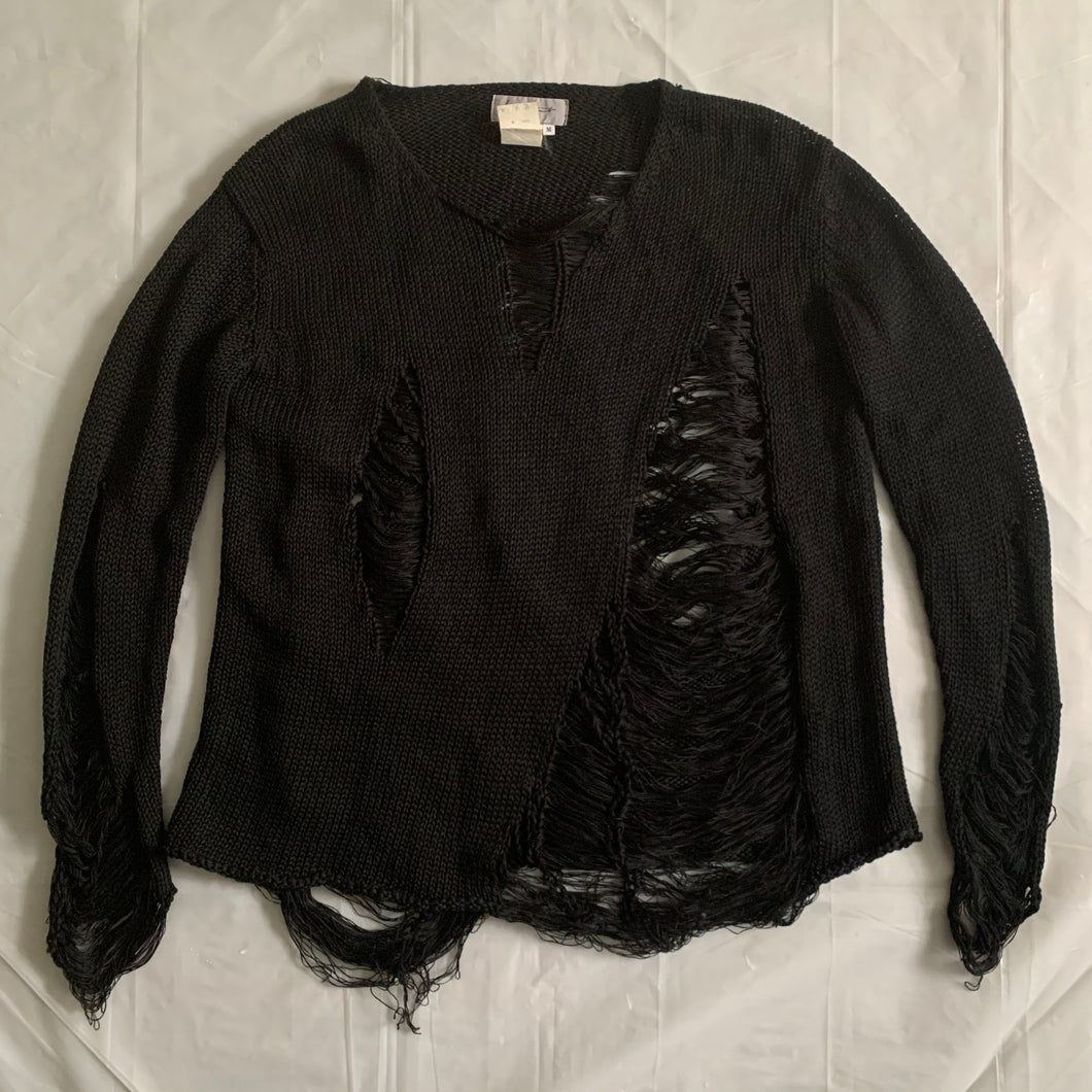 1990s Yohji Yamamoto Destroyed Black Knitted Sweater - Size M