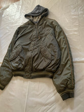 Load image into Gallery viewer, 1990s Armani Olive Nylon Bomber Jacket with Removable Hood - Size S