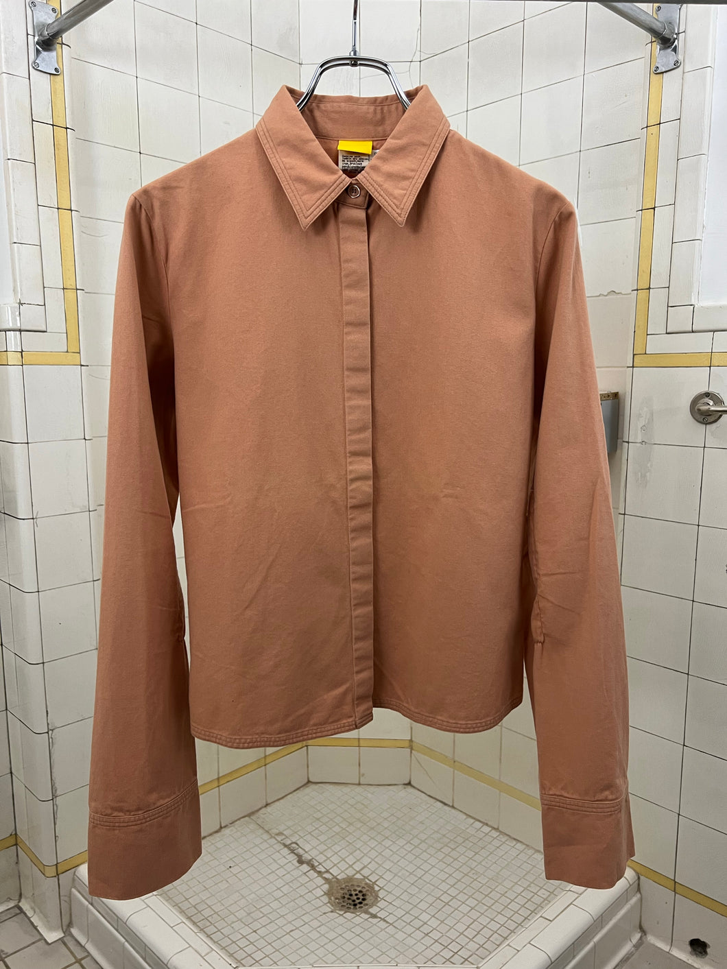 2000s Mandarina Duck Cropped Dress Shirt with Back and Elbow Detailing - Size S