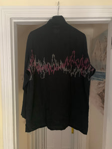 1990s Yohji Yamamoto Pixelated Soundwave Graphic Zip-up Shirt - Size L