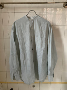 1990s Armani Soft Blue Diagonal Weave Pattern Shirt - Size L