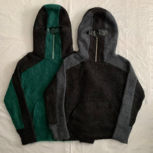 2000s Vintage Green and Black Mohair Ninja Hoodie - Size M