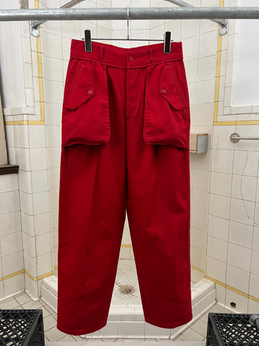 1970s Issey Miyake Red Inside-Out Flap Pocket Trousers - Size S