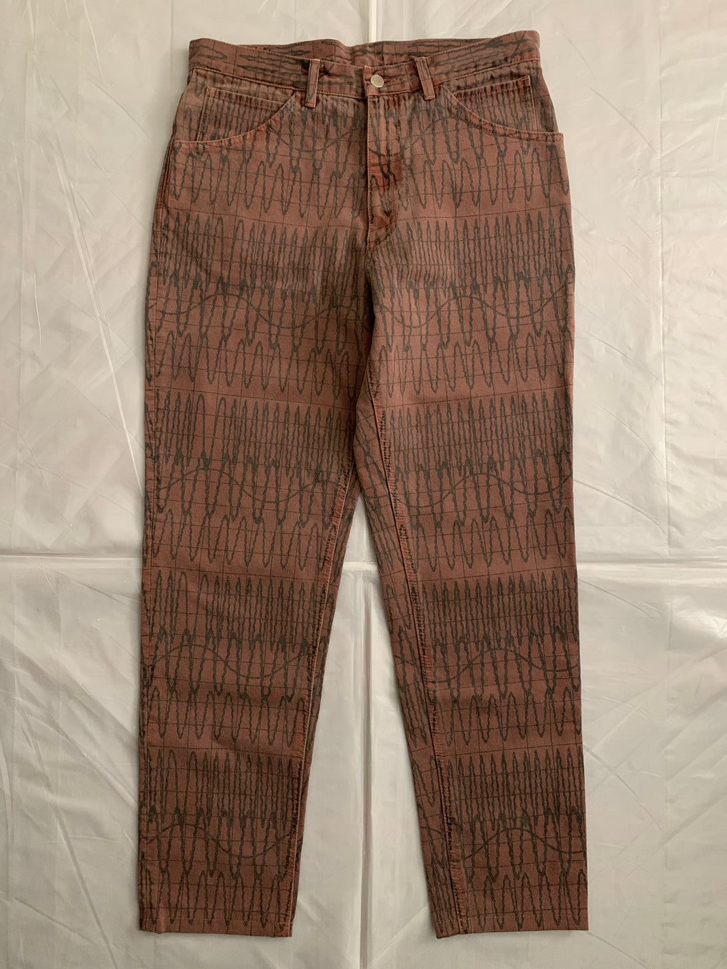 2010s Cav Empt Faded Burnt Orange Overdyed Pants with Soundwave Graphic - Size M