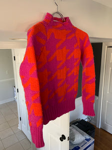 2001 Junya Watanabe Pink and Red Houndstooth Sweater - Size S