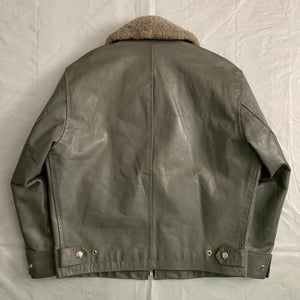 1994 CDGH Slate Grey Leather Jacket with Removable Fur Collar - Size XL
