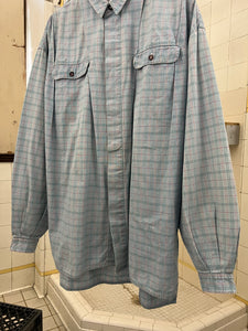 1980s Marithe Francois Girbaud Double Pleated Shoulder Plaid Shirt - Size L