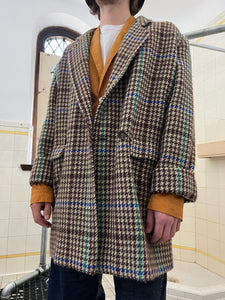 1980s Armani Multi Colored Houndstooth Wool Coat - Size M