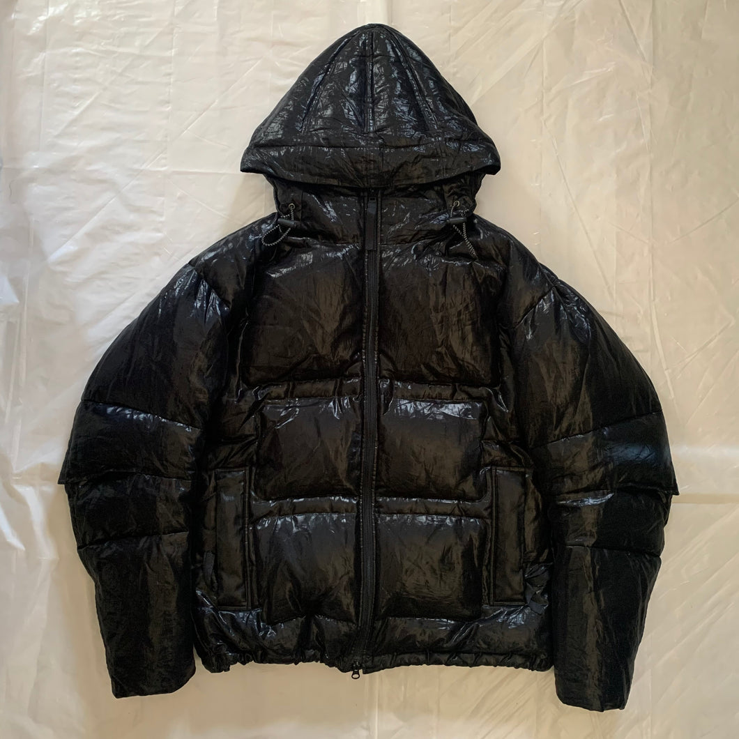 aw1999 Issey Miyake Coated Nylon Puffer Jacket with Exaggerated Hood - Size XL