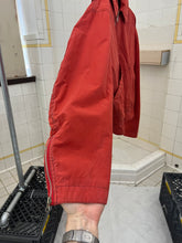 Load image into Gallery viewer, 1980s Armani Washed Red Cropped Moto Jacket with Quilted Sleeves - Size L